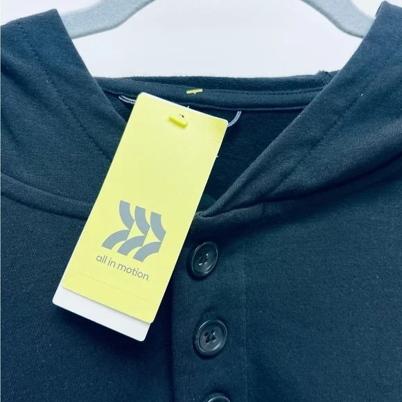 All in Motion Men's Black Button Long Sleeve Thumb Hole Hoodie Size XL - Picture 10 of 10